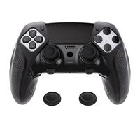 playvital Coque Manette pour ps5 Edge Grip,Anti-Glissement Housse Silicone pour ps5 Edge Controller,Semi-Recouvert Protection Cover Ergonomique avec Capuchons-Noir(Édition Ninja)