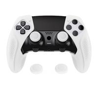 playvital Coque Manette pour ps5 Edge Grip,Anti-Glissement Housse Silicone pour ps5 Edge Controller,Semi-Recouvert Protection Cover Ergonomique avec Capuchons-Blanc(Édition Ninja)