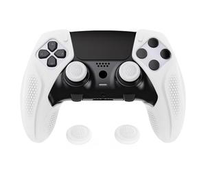 playvital Coque Manette pour ps5 Edge Grip,Anti-Glissement Housse Silicone pour ps5 Edge Controller,Semi-Recouvert Protection Cover Ergonomique avec Capuchons-Blanc(Édition Ninja)