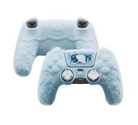 PlayVital Coque Manette pour ps5 Grip Cover avec Capuchon Joystick & Autocollant,Housse de Protection Silicone Compatible avec ps5 Station de Charge-Bleu Menthe,Série Murmure Océanique