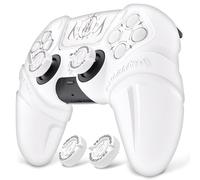 PlayVital Coque Manette pour ps5 Grip Housse Protection,Blanc-Édition Runes | Cover Skin pour ps5 Controller avec Capuchon Joystick & Autocollant,Étui Silicone Compatible avec Station de Charge