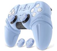 playvital Coque Manette pour ps5 Grip Housse Protection,Bleu-Édition Runes