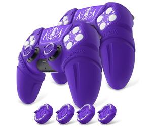 playvital Coque Manette pour ps5 Grip Housse Protection pour ps5 Controller Cover Skin avec Capuchon Joystick & Autocollant,Étui Silicone Compatible avec Station de Charge,2 PCS-Violet