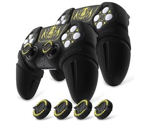 PlayVital Coque Manette pour ps5 Grip Housse Protection pour ps5 Controller Cover Skin avec Capuchon Joystick & Autocollant,Étui Silicone Compatible avec Station de Charge,2 PCS-Noir