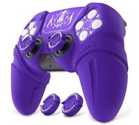 PlayVital Coque Manette pour ps5 Grip Housse Protection,Violet | Cover Skin pour ps5 Controller avec Capuchon Joystick&Autocollant,Étui Silicone Compatible avec Station Charge,Édition Runes