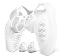playvital Coque Manette pour ps5 Housse Protection,Blanc | avec 2 Capuchon Joystick pour ps5 Controller Cover Skin Cache Silicone,Édition Ninja