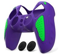 playvital Coque Manette pour ps5 Protection Accessoire pour ps5 Controller Cover Housse Silicone avec Capuchon Joystick,Édition Chevalier-Néon Genesis Violet & Vert