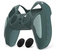 playvital Coque Manette pour ps5 Protection Accessoire pour ps5 Controller Cover Housse Silicone avec Capuchon Joystick,Édition Chevalier-Gris Templeton&Gris Jade