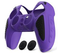 playvital Coque Manette pour ps5 Protection Accessoire pour ps5 Controller Cover Housse Silicone avec Capuchon Joystick,Édition Chevalier-Violet&Noir