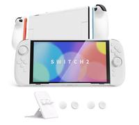 playvital Coque pour Nintendo Switch 2 avec Joycon Cover & Capuchon Joysitck & Support pour Switch 2,Housse Étuis Console Rigide Ranger Accessoires Protection-Blanc