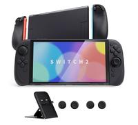 PlayVital Coque pour Nintendo Switch 2 avec Joycon Cover & Capuchon Joysitck & Support pour Switch 2,Housse Étuis Console Rigide Ranger Accessoires Protection-Noir