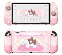playvital Coque pour Nintendo Switch 2 Console avec Cover Grips Silicone Joycon pour Switch 2 & Capuchon Joystick Étuis Housse Dockable-Rose,Style Ours