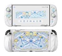 PlayVital Coque pour Nintendo Switch 2 Console avec Silicone Cover Joycon & Capuchon Joystick pour Switch 2 Accessoire,Housse Dockable Étuis de Protection-Blanc,Style Ailes Magiques
