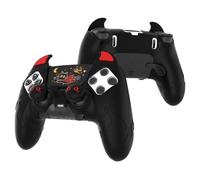 PlayVital Coque pour ps5 Edge Grip Manette avec Protection Joystick pour ps5 Edge Controller Accessoires & Autocollant Pavé Tactile,Housse Silicone Antidérapant Cover Skin-Noir,Démon Mignon