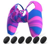 playvital Coque pour ps5 Manette Housse Protection,Rose Violet Bleu | avec Capuchon pour ps5 Grips Joystick Cover Skin Silicone