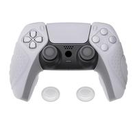 PlayVital Coque pour ps5 Manette Protection Accessoire Contorller Housse Silicone avec Capuchon Joystick Compatible avec ps5 Station de Charge-Blanc Transparent