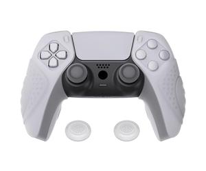 PlayVital Coque pour ps5 Manette Protection Accessoire Contorller Housse Silicone avec Capuchon Joystick Compatible avec ps5 Station de Charge-Blanc Transparent