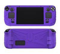 PlayVital Coque pour Steam Deck Console Accessoires,Housse Protection pour Steam Deck LCD avec Capuchons Joystick,Cover Silicone Souple avec Design Bouton Arrière-Violet,Armor Série
