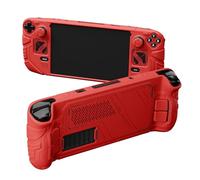 playvital Coque pour Steam Deck OLED & LCD avec Boutons Arrière & Capuchons Joystick & Autocollants,Housse Étui Silicone pour Steam Deck Accessoire Protection Antichoc Antidérapante-Rouge Mécha