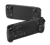 PlayVital Coque pour Steam Deck OLED & LCD-Noir Mécha | avec Boutons Arrière & Capuchons Joystick & Autocollants,Housse Étui Silicone pour Steam Deck Accessoire Protection Antichoc
