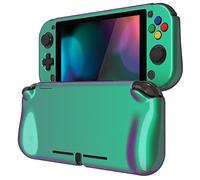 playvital Coque pour Switch Lite Cover Joycon,Accessoire Protection pour Nintendo Switch Lite avec Capuchon Joystick & Protecteur d'Écran Verre Trempé & ZealProtect Boutons-Caméléon Violet Vert