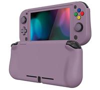 playvital Coque pour Switch Lite Cover Joycon,Accessoire Protection pour Nintendo Switch Lite avec Capuchon Joystick & Protecteur d'Écran Verre Trempé & ZealProtect Boutons-Violet Grisâtre Foncé