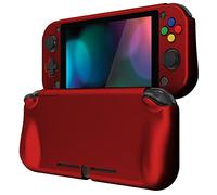 playvital Coque pour Switch Lite Cover Joycon,Accessoire Protection pour Nintendo Switch Lite avec Capuchon Joystick & Protecteur d'Écran Verre Trempé & ZealProtect Boutons-Rouge Écarlate