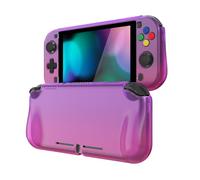 playvital Coque pour Switch Lite Cover Joycon,Accessoire Protection pour Nintendo Switch Lite avec Capuchon Joystick & Protecteur d'Écran & ZealProtect Boutons-Rose Rouge Translucide Dégradé