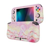 playvital Coque pour Switch Lite Cover Joycon,Accessoire Protection pour Nintendo Switch Lite avec Capuchon Joystick & Protecteur d'Écran Verre Trempé & ZealProtect Boutons-Paradis Méduses Roses