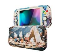 playvital Coque pour Switch Lite Cover Joycon,Accessoire Protection pour Nintendo Switch Lite avec Capuchon Joystick & Protecteur d'Écran Verre Trempé & ZealProtect Boutons-Lapins Camping