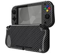 playvital Coque pour Switch Lite Cover Joycon,Accessoire Protection pour Nintendo Switch Lite avec Capuchon Joystick & Protecteur d'Écran Verre Trempé & ZealProtect Boutons-Fibre Carbone Graphite
