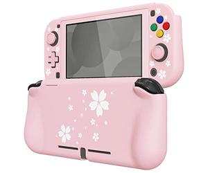 PlayVital Coque pour Switch Lite Cover Joycon,Accessoire Protection pour Nintendo Switch Lite avec Capuchon Joystick & Protecteur d'Écran Verre Trempé & ZealProtect Boutons-Pétales Fleurs Cerisier