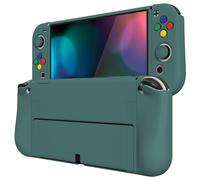 PlayVital Coque pour Switch OLED,Housse Protection pour Nintendo Switch OLED avec Capuchon Joystick Étui Cover Joycon et Boutons ZealProtect-Vert Hunter