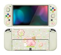 PlayVital Coque pour Switch OLED,Housse Protection pour Nintendo Switch OLED avec Capuchon Joystick Étui Cover Joycon et Boutons ZealProtect-Pêches d'été