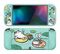 PlayVital Coque pour Switch OLED,Housse Protection pour Nintendo Switch OLED avec Capuchon Joystick Étui Cover Joycon et Boutons ZealProtect-Chaton Piscine