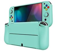 PlayVital Coque pour Switch OLED,Housse Protection pour Nintendo Switch OLED avec Capuchon Joystick Étui Cover Joycon et Boutons ZealProtect-Vert Brumeux