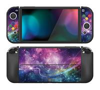 PlayVital Coque pour Switch OLED,Housse Protection pour Nintendo Switch OLED avec Capuchon Joystick Étui Cover Joycon et Boutons ZealProtect-Violette Galaxie