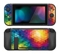 PlayVital Coque pour Switch Protection,Joycon Cover avec Capuchon pour Nintendo Switch et Protecteur d'Écran & ZealProtect Boutons-Triangle Coloré
