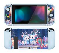 PlayVital Coque pour Switch Protection,Joycon Cover avec Capuchon pour Nintendo Switch et Protecteur d'Écran & ZealProtect Boutons-Père Noël de Cerf