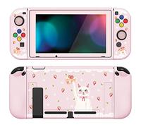 PlayVital Coque pour Switch Protection,Joycon Cover avec Capuchon pour Nintendo Switch et Protecteur d'Écran & ZealProtect Boutons-L'heure du thé Kitty
