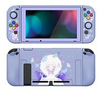 PlayVital Coque pour Switch Protection,Joycon Cover avec Capuchon pour Nintendo Switch et Protecteur d'Écran & ZealProtect Boutons-Fée Papillon