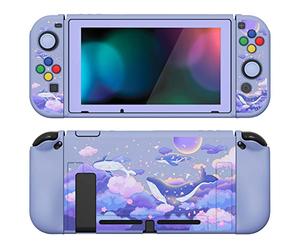 PlayVital Coque pour Switch Protection,Joycon Cover avec Capuchon pour Nintendo Switch et Protecteur d'Écran & ZealProtect Boutons-Baleine en Rêve