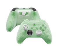 PlayVital Coque pour Xbox Series X S Manette Grip avec Capuchon Joystick & Autocollant,Semi-Transparente Housse de Protection Silicone pour Xbox Core Wireless-Vert Pastel,Série Murmure Océanique