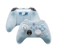 PlayVital Coque pour Xbox Series X S Manette Grip avec Capuchon Joystick & Autocollant,Semi-Transparente Housse de Protection Silicone pour Xbox Core Wireless-Bleu Menthe,Série Murmure Océanique