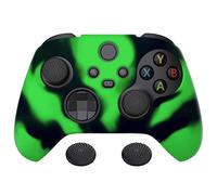 playvital Coque pour Xbox Series X S Manette Protection Accessoires,Housse Silicone avec Capuchon Joystick,Cover Skin pour Xbox Series X S Controller Grip-Vert & Noir,Pure Série