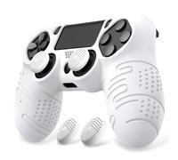 PlayVital Coque Protection pour ps4 Manette Housse,Controller Cover avec 2 Capuchon Joystick pour ps4 Slim Pro-Blanc