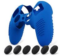 playvital Coque Protection pour ps5 Edge Manette,Bleu | Housse Silicone avec 6 Capuchon Joystick pour ps5 Edge Controller Cover Skin,Anti-Dérapante Accessoire-3D Studded Edition