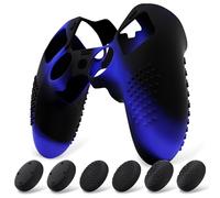 playvital Coque Protection pour ps5 Edge Manette,Bleu & Noir | Housse Silicone avec 6 Capuchon Joystick pour ps5 Edge Controller Cover Skin,Anti-Dérapante Accessoire-3D Studded Edition