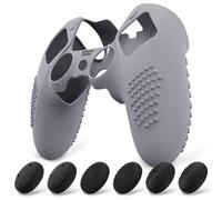 playvital Coque Protection pour ps5 Edge Manette,Housse Silicone avec 6 Capuchon Joystick pour ps5 Edge Controller Cover Skin,Anti-Dérapante Accessoire-Gris Métallisé,3D Studded Edition
