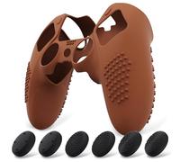 playvital Coque Protection pour ps5 Edge Manette,Housse Silicone avec 6 Capuchon Joystick pour ps5 Edge Controller Cover Skin,Anti-Dérapante Accessoire-Brun Signal,3D Studded Edition